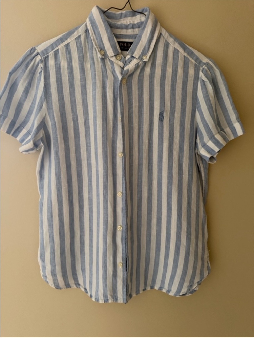 Polo Ralph Lauren Blue and White Striped Button-Down Shirt